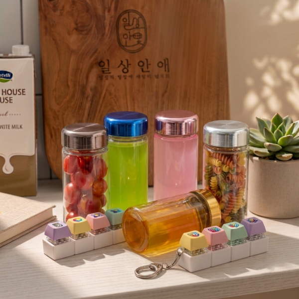 마이보틀 메탈캡 아이스 패트 350ml 물병 물통 + 키캡키링 4구 세트 클리커 클릭커 딸깍이 키링 열쇠고리