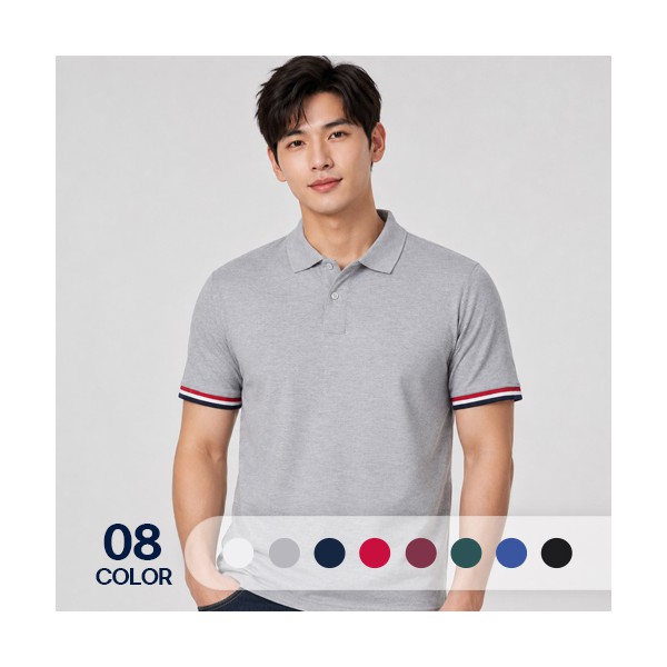 남녀공용 30수 TC 삼색 카우스 배색 폴로 카라 반팔 티셔츠 단체행사 유니폼 S~3XL