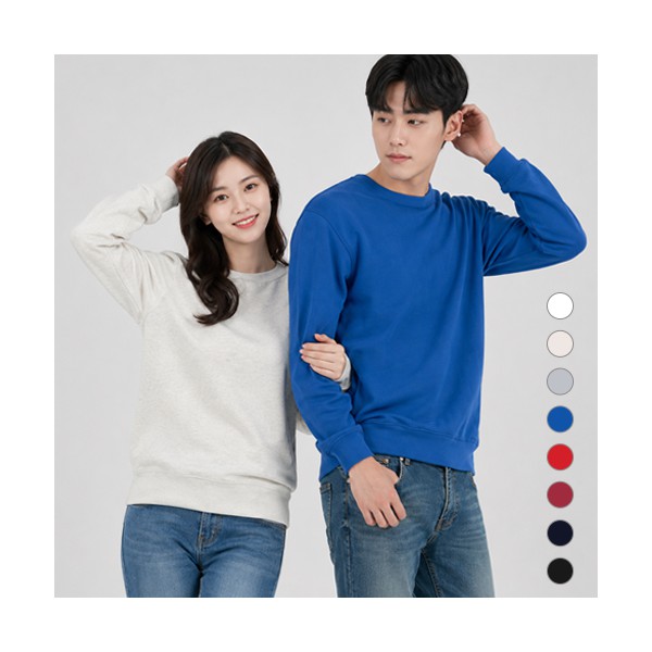 성인·아동·키즈 남녀공용 스탠핏 면100 맨투맨 단체행사 유니폼