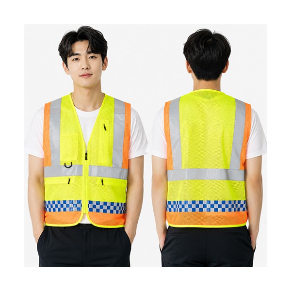 남녀공용 안전 반사 믹스 망사 조끼 고급 안전베스트 단체행사 작업복 유니폼 L~3XL