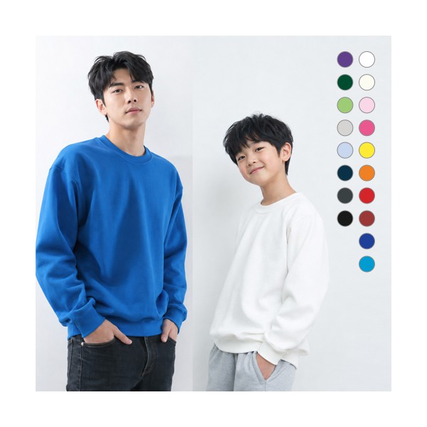 성인·아동·키즈 남녀공용 면혼방 기모 데일리 맨투맨 겨울 단체행사 유니폼