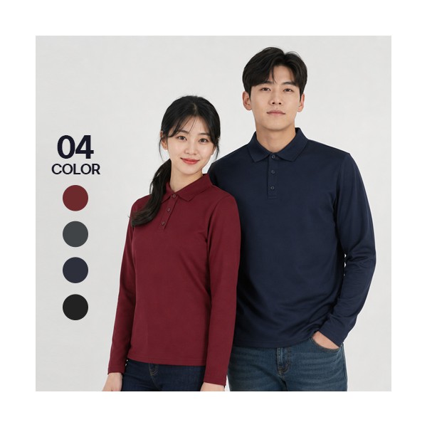 남녀공용 소프트 기모 카라 긴팔 티셔츠 겨울 단체복 유니폼