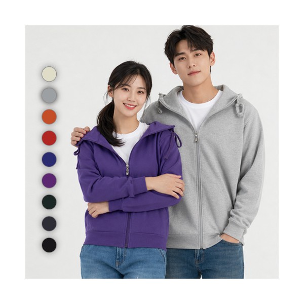 남녀공용 데일리 하이넥 후드집업 특양면 기모 겨울 단체 유니폼