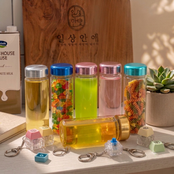 마이보틀 메탈캡 트라이탄 500ml 물병 물통 + 키캡키링 1구 세트 클리커 클릭커 딸깍이 키링 열쇠고리