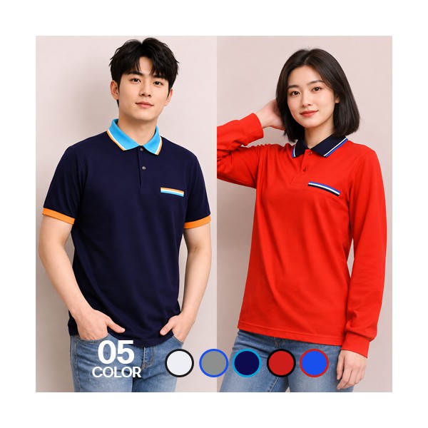 남녀공용 30수 면혼방 톤배색 폴로 카라티 반팔 긴팔 단체행사 유니폼 S~3XL