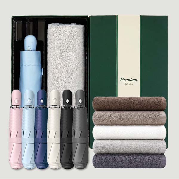 라이트핏 초경량 3단자동 암막양우산+송월타올뉴컬러무지150g 우산타올 선물세트